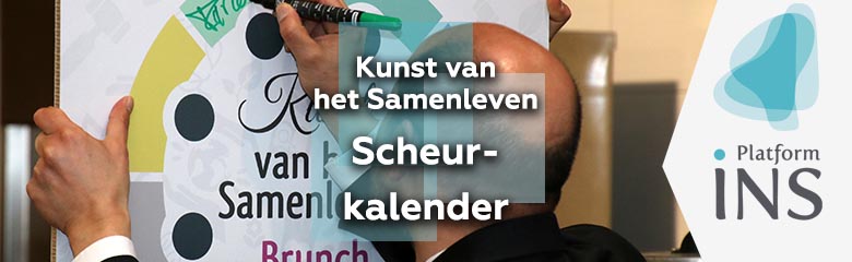 Bannerkop Kunst van het Samenleven Scheurkalender met het logo van Platform INS