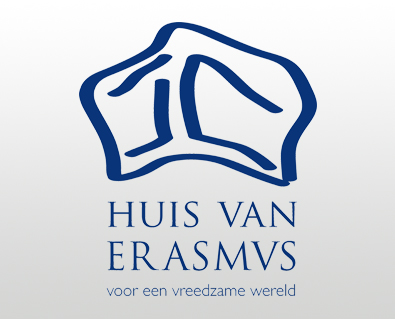 Logo van Huis van Erasmus met de slogan voor een vreedzame wereld