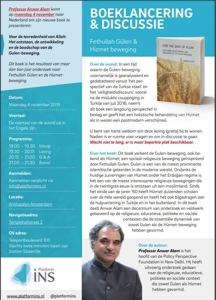Boeklancering Fethullah Gulen en de Hizmet beweging